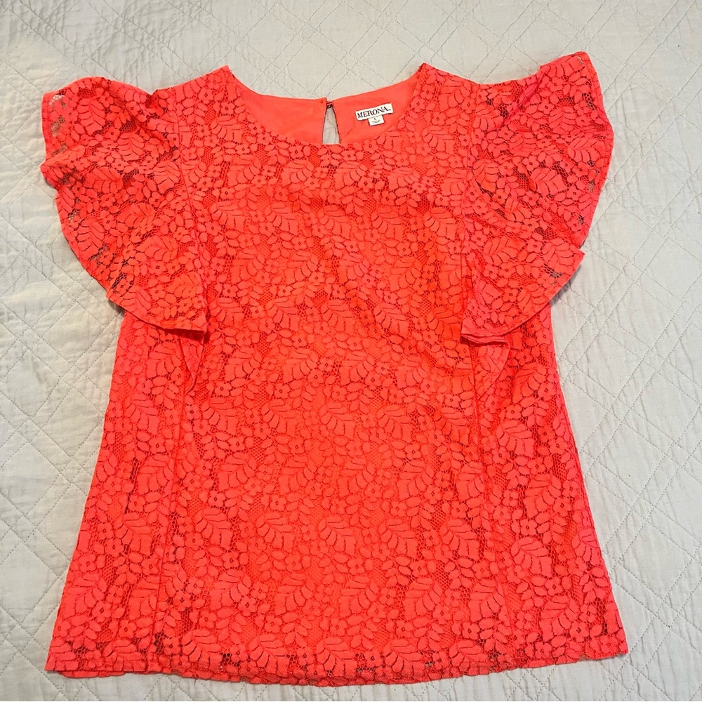 Coral Lace Blouse